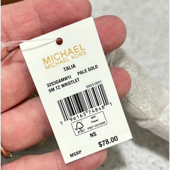 Michael Kors Talia wristlet purse wallet pale gold zipper pouch NEW canvas - Picture 6 of 10